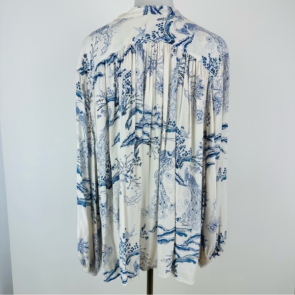 Free People Metallic Blooms Oversized Button Front Top Size XS - Picture 10 of 11